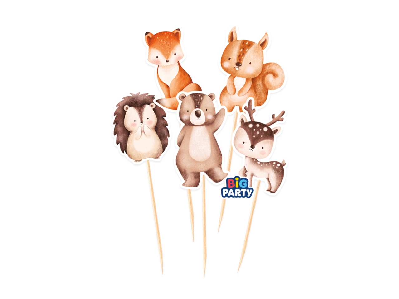 WOOD ANIMALS MINI CAKE TOPPER SAGOMATI 5PZ 76794