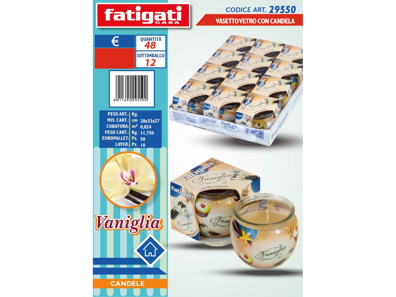 VASETTO VETRO C/CANDELA VANIGLIA 29550