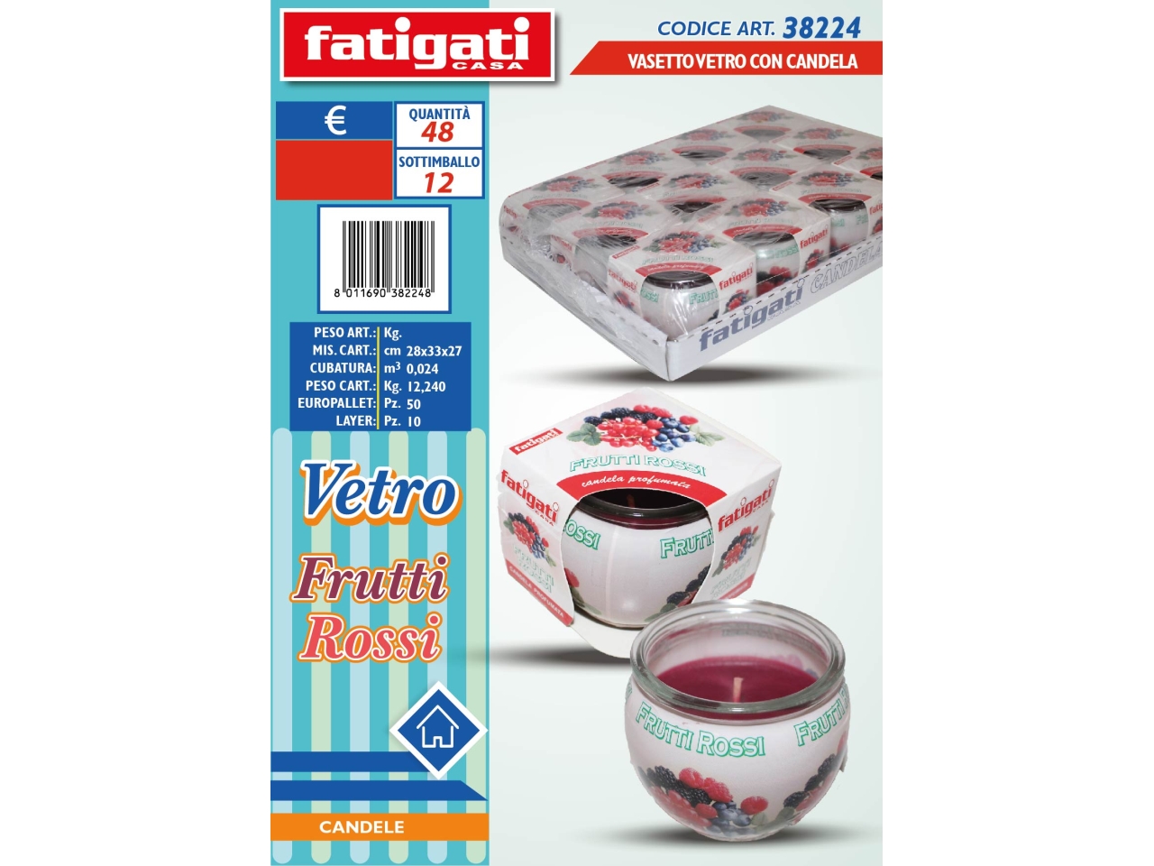 VASETTO VETRO C/CANDELA FRUTTI ROSSI 38224