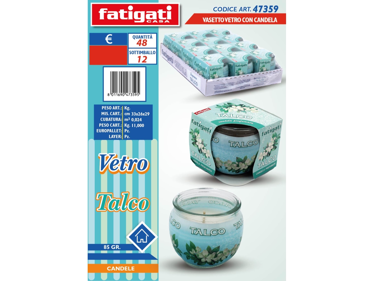 VASETTO VETRO C/CANDELA TALCO 47359