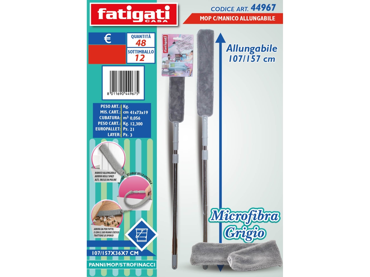 MOP IN MICROFIBRA C/MANICO ALLUNGAB.GRIGIO 44967
