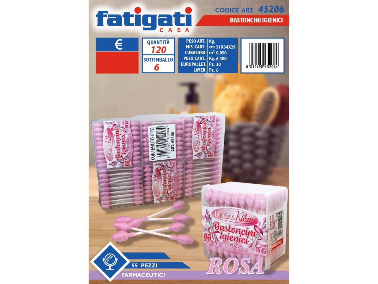 BASTONCINI IGIENICI 55PZ ROSA 45206 BASTONCINI IGIENICI 55PZ ROSA 45206