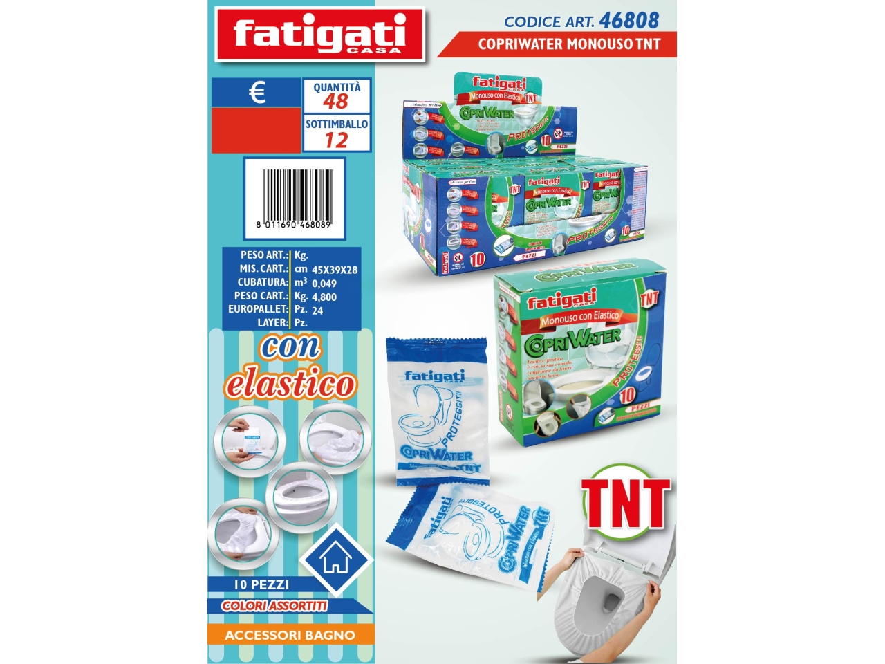 COPRIWATER MONOUSO TNT C/ELASTICO 46808 COPRIWATER MONOUSO TNT C/ELASTICO 46808