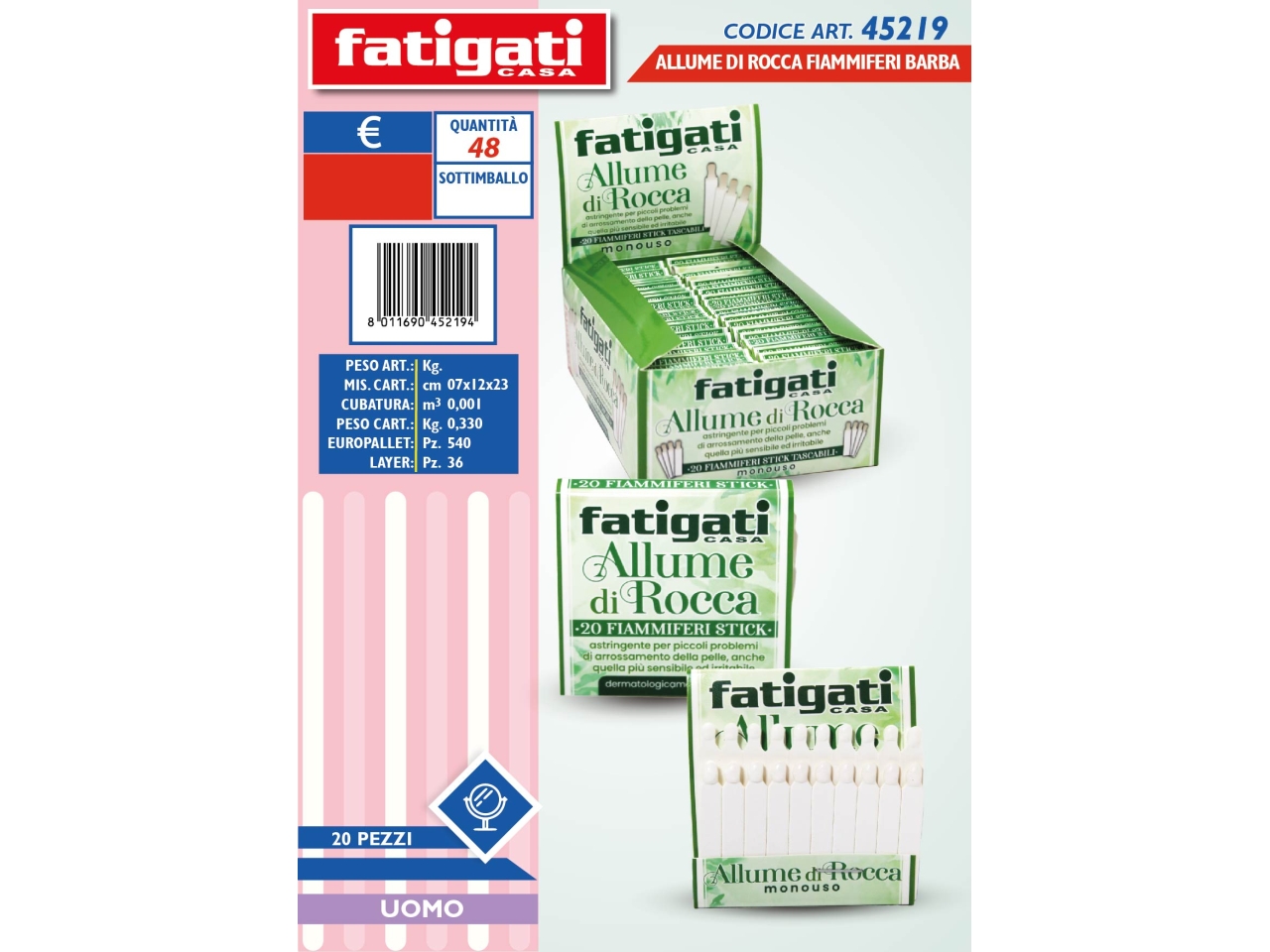 ALLUME DI ROCCA FIAMMIFERI 20PZ 45219