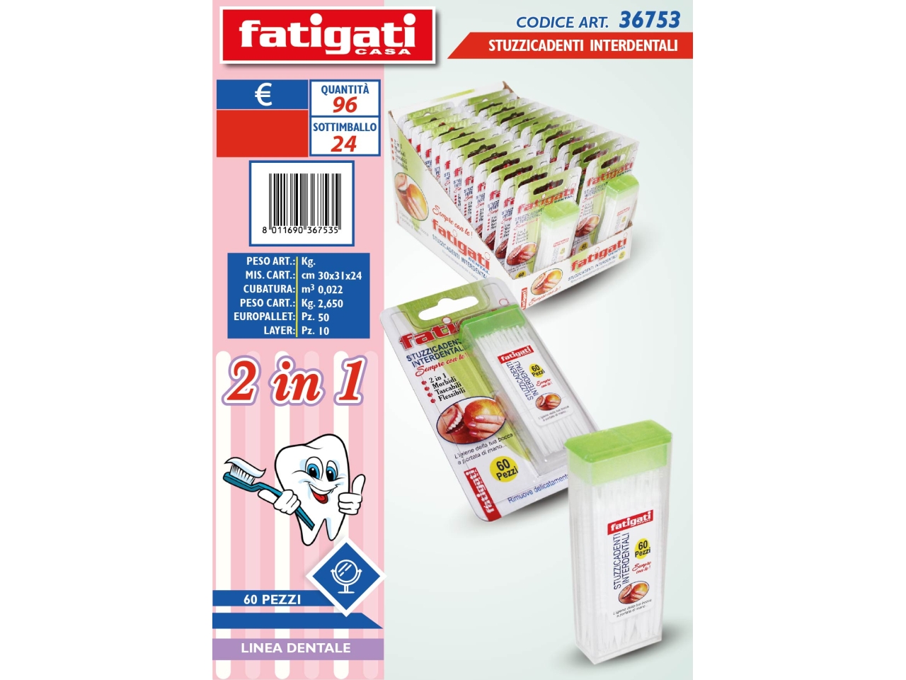 STUZZICADENTI INTERDENTALI 60PZ 36753
