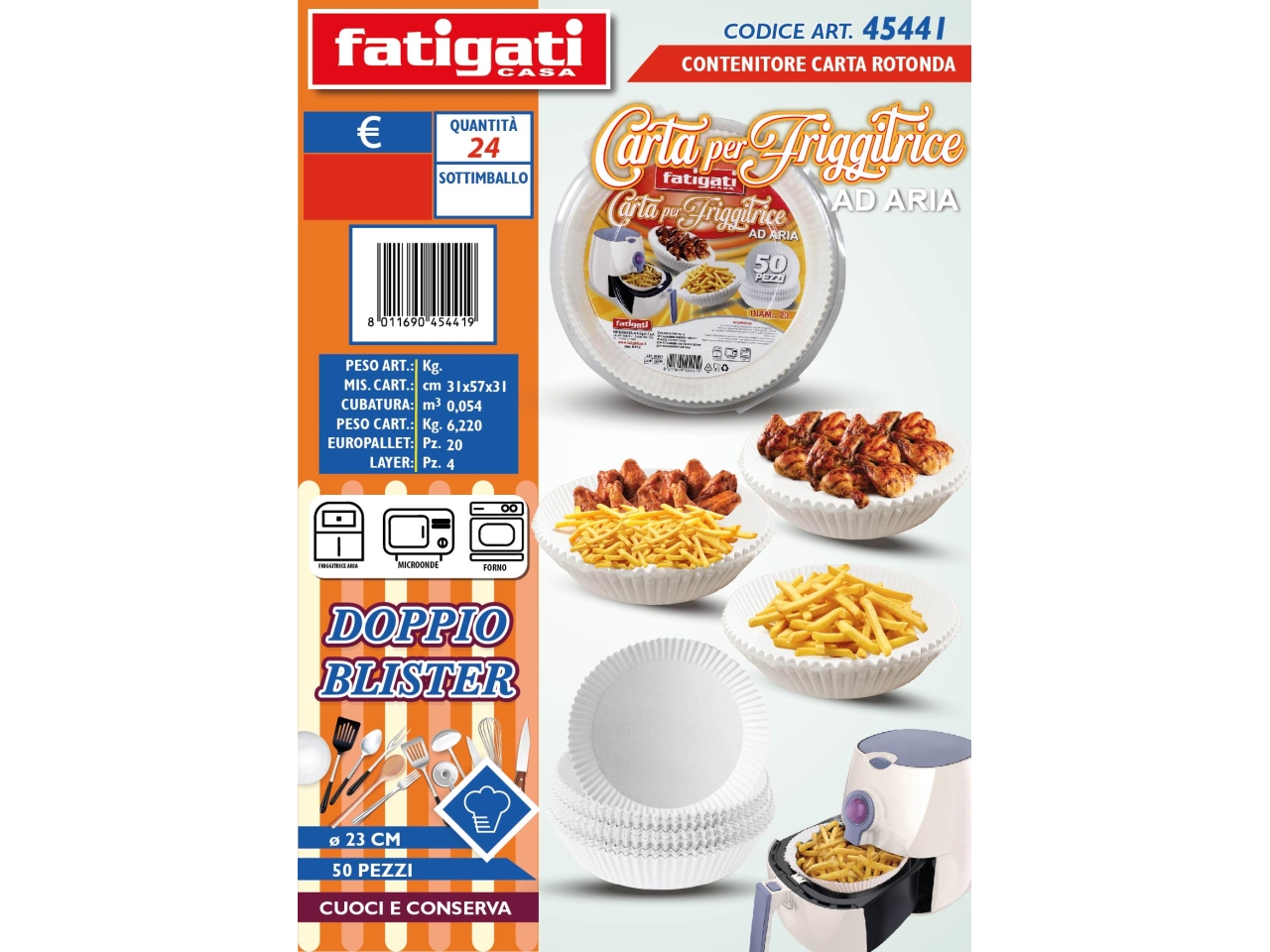 CARTA ROTONDA PER FRIGGITRICE AD ARIA 50PZ 45441