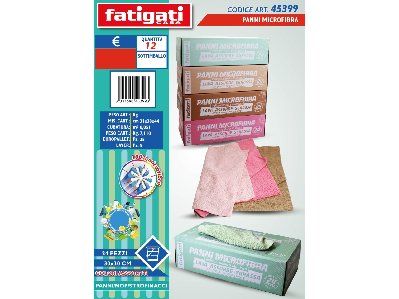 PANNI MICROFIBRA 30X30CM 24PZ 45399 PANNI MICROFIBRA 30X30CM 24PZ 45399