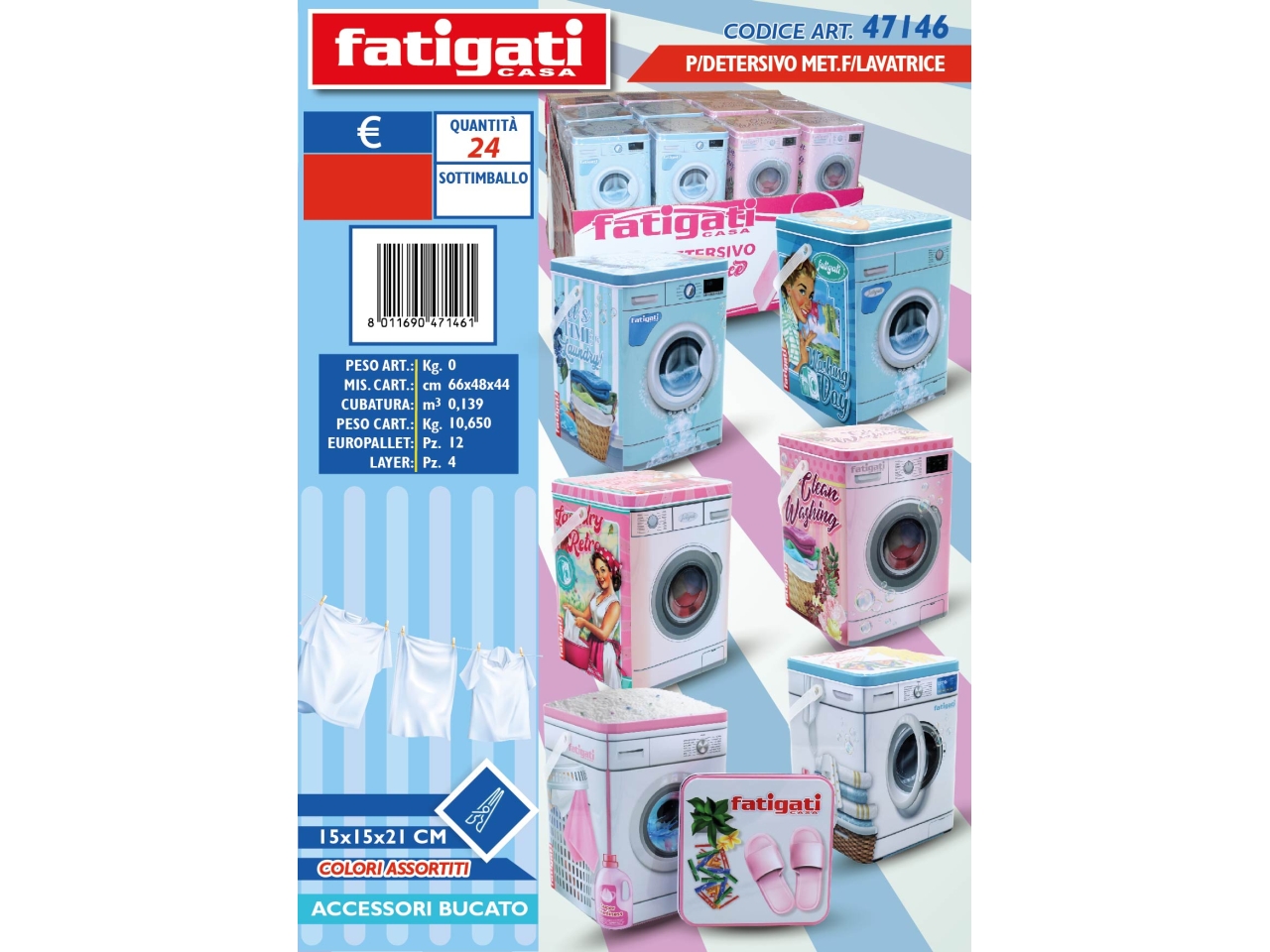 PORTA DETERSIVO METALLO LAVATRICE 15X15X2 47146
