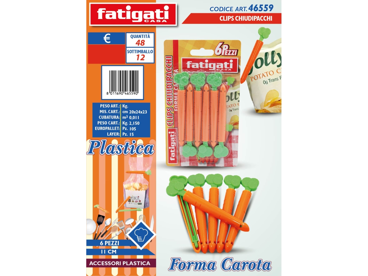 CLIPS CHIUDIPACCHI FORMA CAROTE 6PZ 46559
