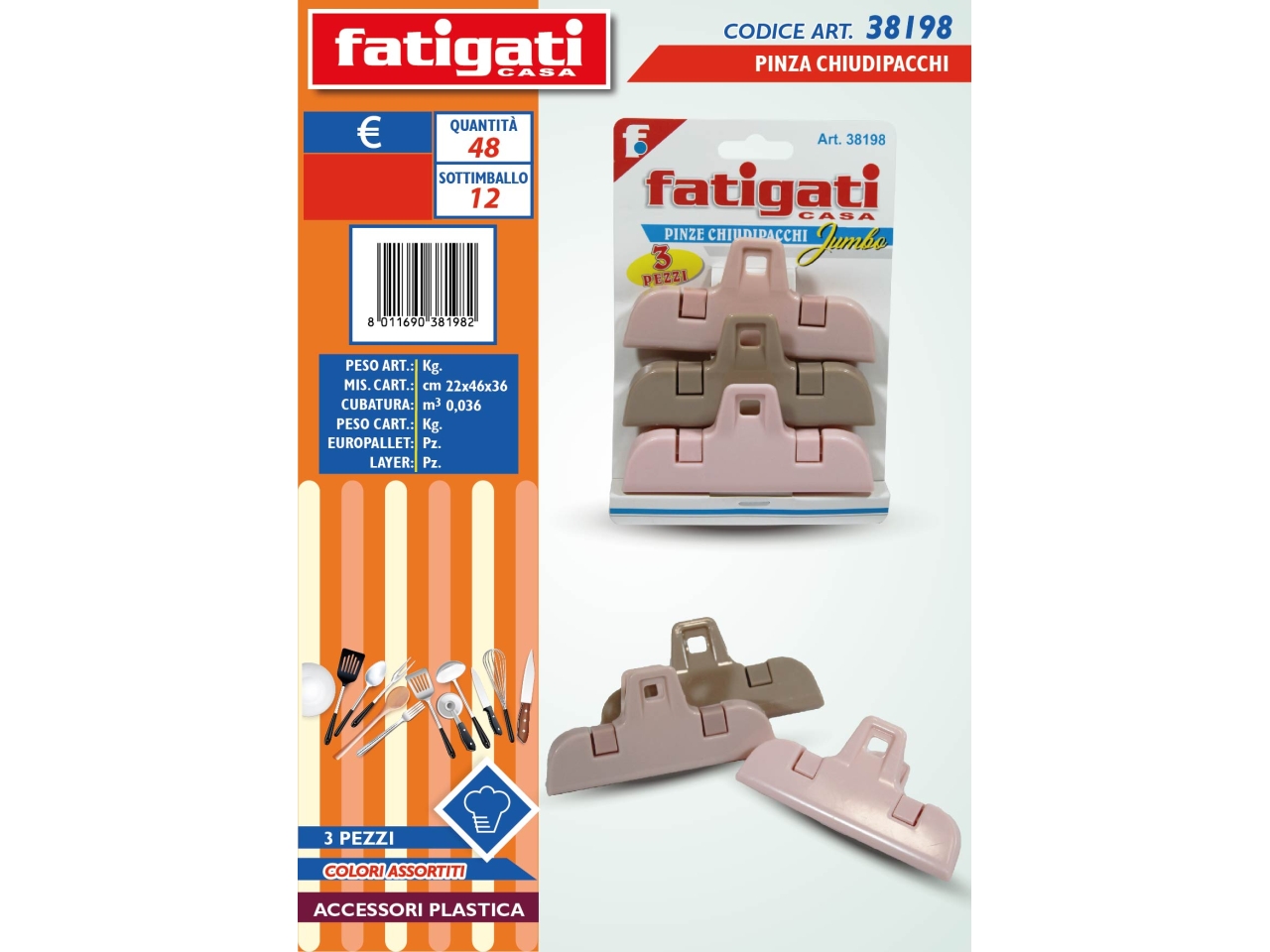 PINZA CHIUDIPACCHI JUMBO 3PZ 38198 PINZA CHIUDIPACCHI JUMBO 3PZ 38198