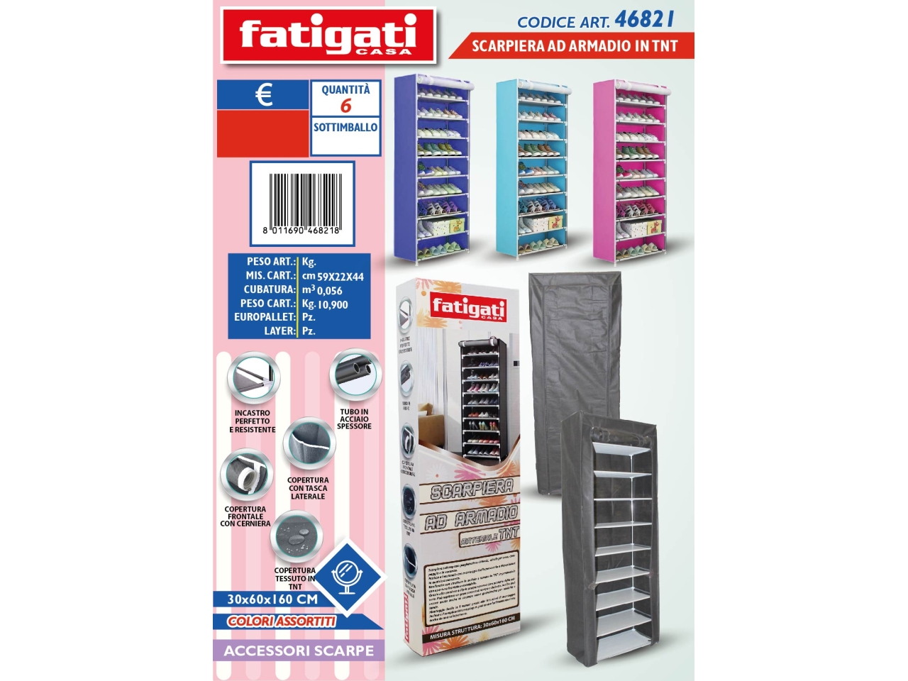 SCARPIERA AD ARMADIO IN TNT 30X60CM 46821 SCARPIERA AD ARMADIO IN TNT 30X60CM 46821