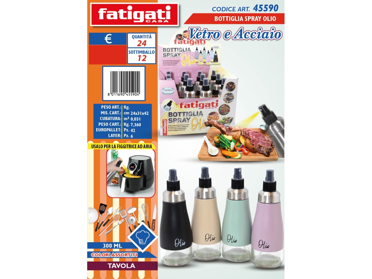 BOTTIGLIA SPRAY OLIO 300ML ASS. 45590