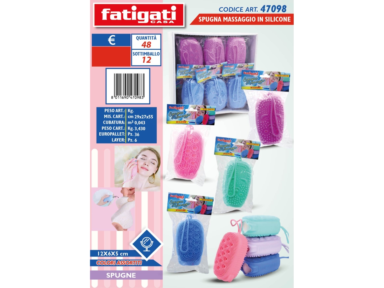 SPUGNA MASSAGGIO IN SILICONE 12X6X5CM 47098