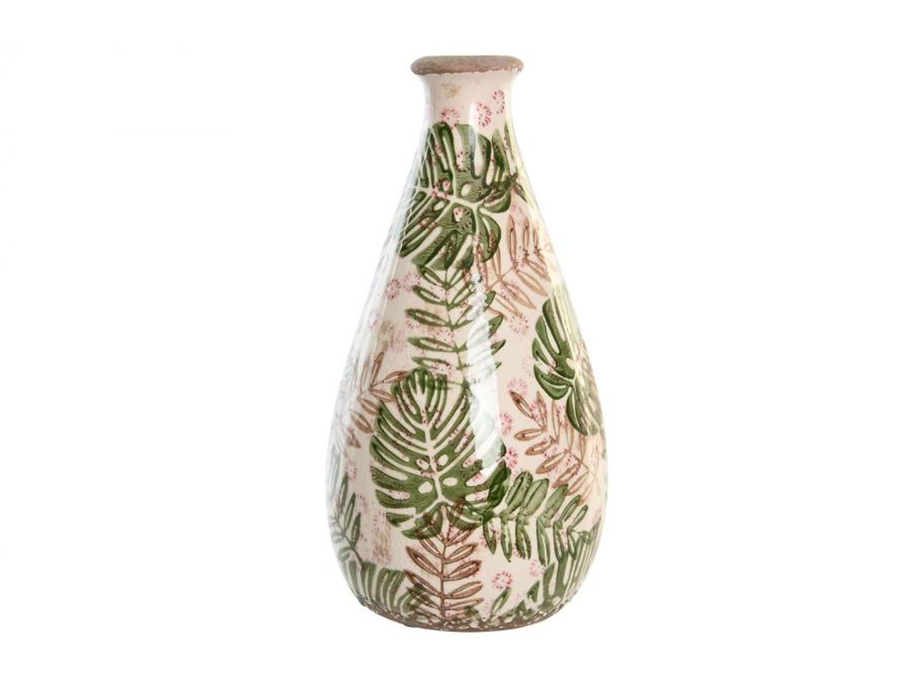 VASO GRES FOGLIE 13X13X26CM BIANCO LD-204749 VASO GRES FOGLIE 13X13X26CM BIANCO LD-204749