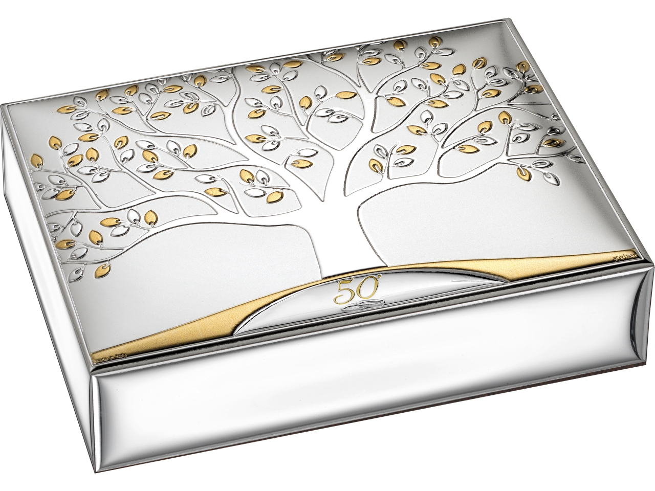 COFANETTO ALBERO 15X20CM 50°ANN.PL.ORO AE0337/SCA