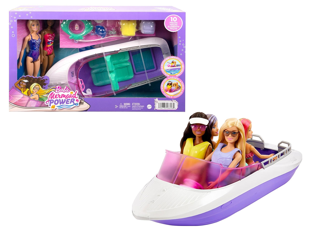 BARBIE MERMAID POWER BARCA CON 2 BAMBOLE HJK58