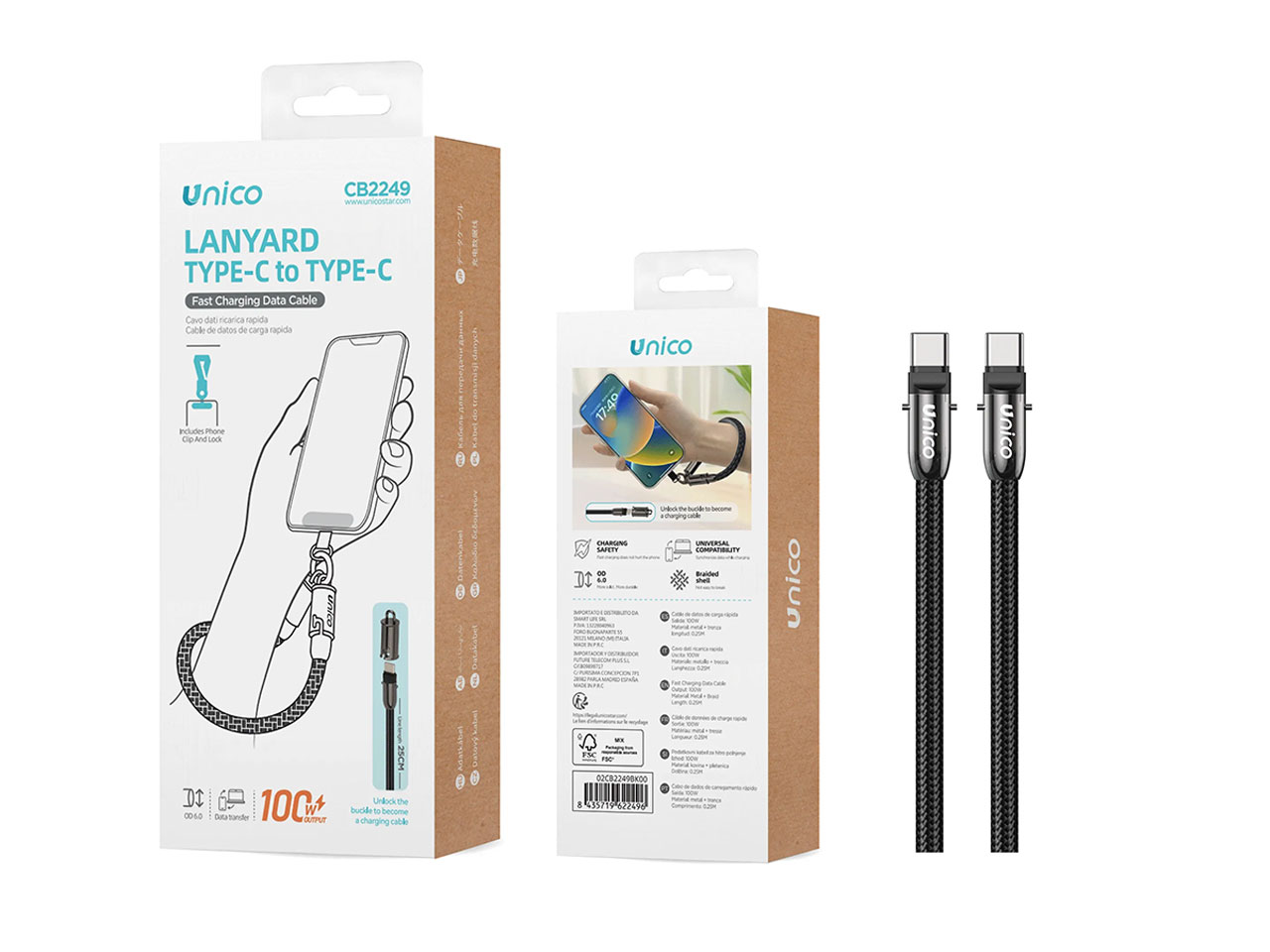 CAVO DATI POLSO M.FUNZIONALE 2 IN 1 C-C 100W 0,25M