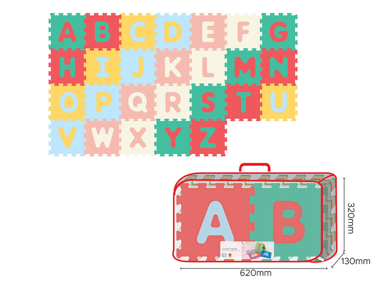 TAPPETINO PUZZLE LETTERE PASTEL 26PZ