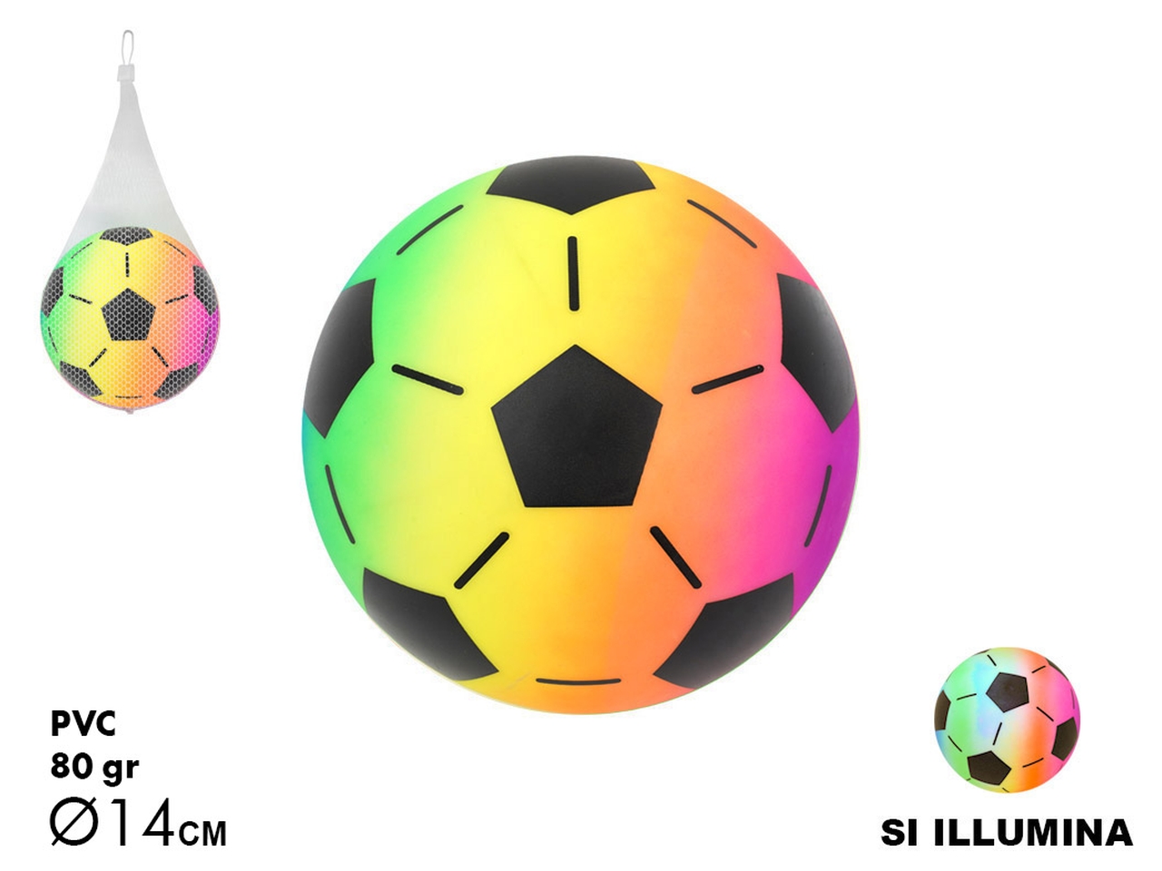 PALLA CALCIO RAINBOW LUMINOSA 80GR