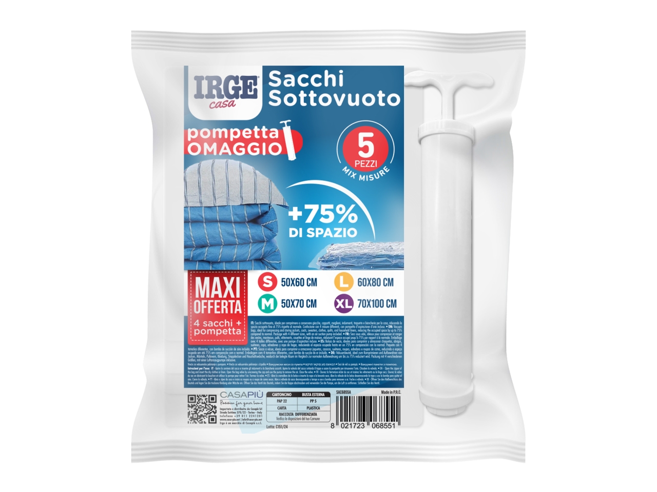 SACCHI SOTTOVUOTO 5PZ CON POMPETTA SAC6855A