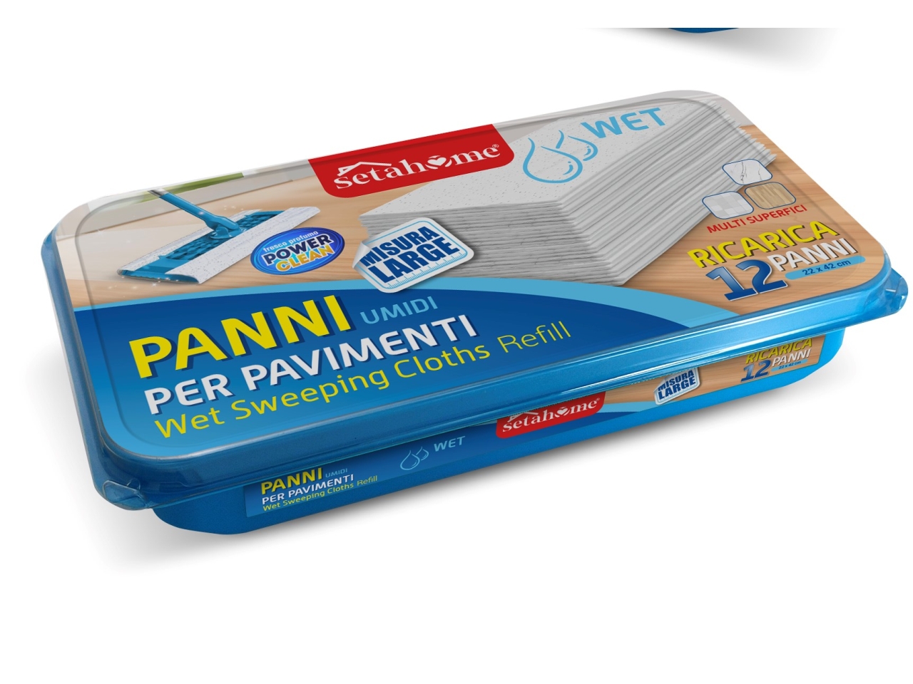 PANNI UMIDIFICATI PER PAVIMENTI 12PZ 22X42CM 03242