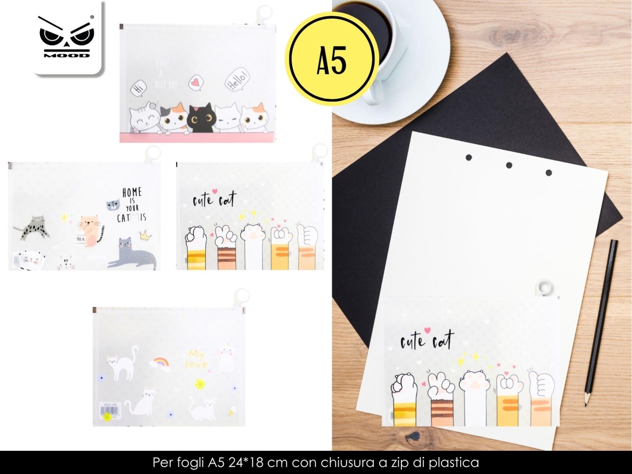 BUSTA TRASPARENTE GATTINI MIS M ST7098