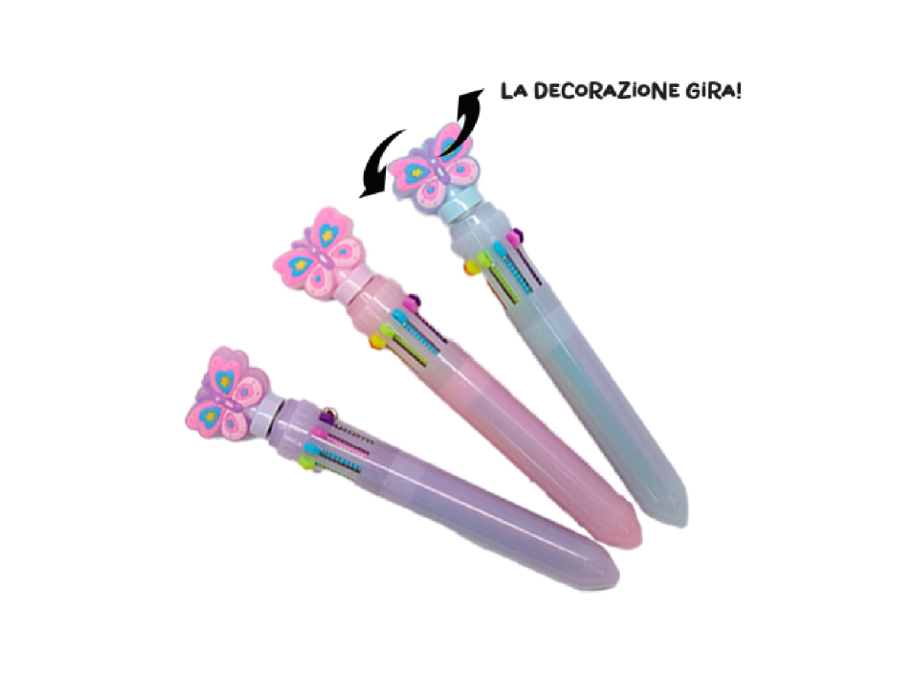 PENNA 10 COLORI FARFALLA CON SPINNING ST7403