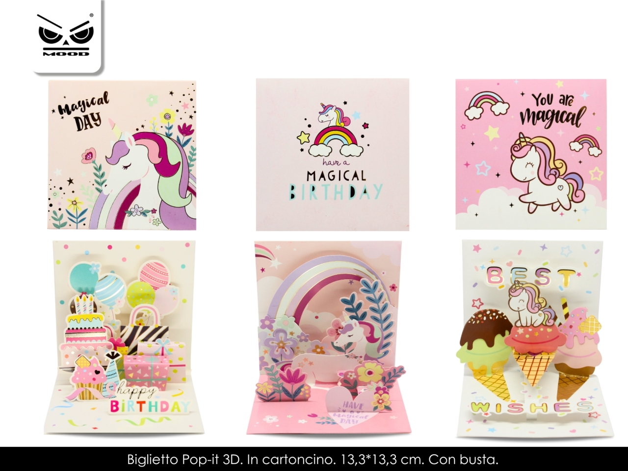 BIGLIETTI POP IT 3D UNICORNO QUADRATO ST7086 BIGLIETTI POP IT 3D UNICORNO QUADRATO ST7086