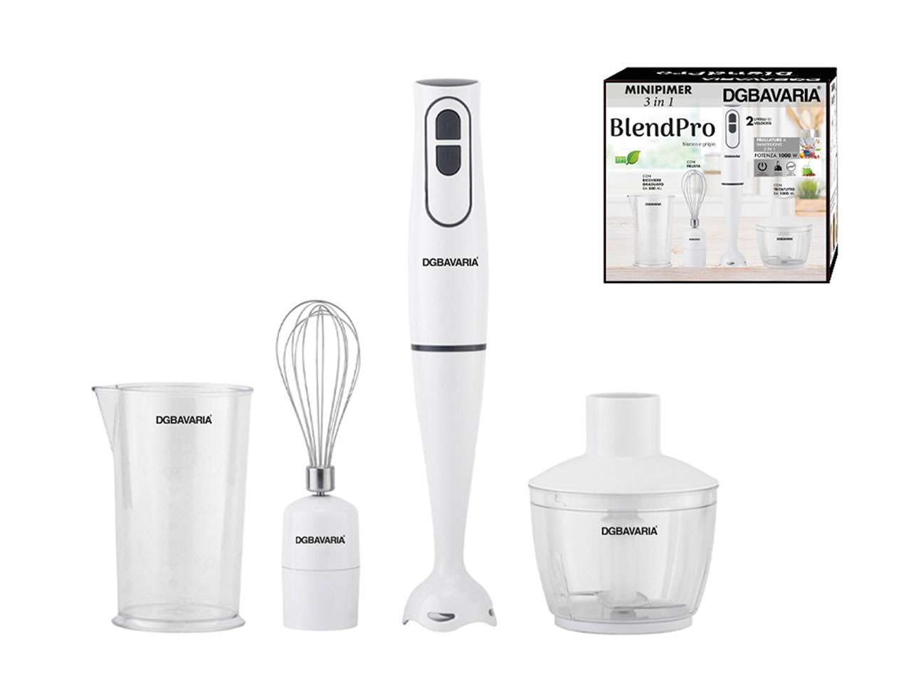 MINIPIMER+TRITAT.1000ML+FRUSTA C/BICCH.BIA.510008