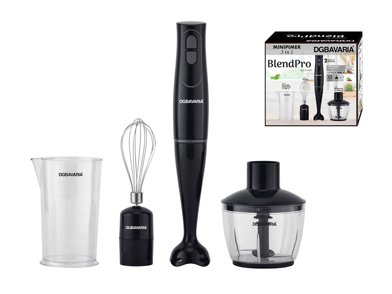 MINIPIMER+TRITAT.1000ML+FRUSTA C/BICCH.NERO510009