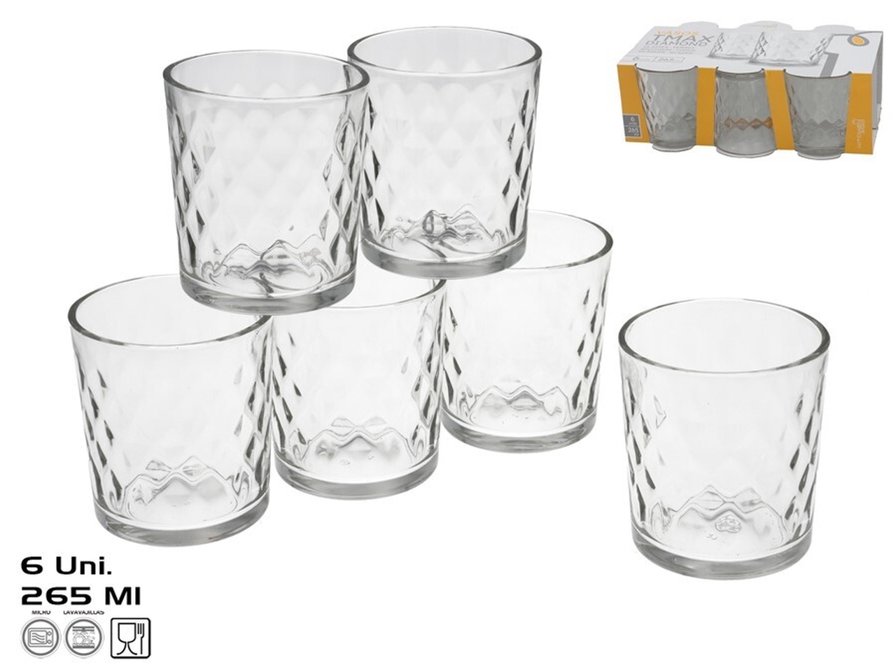 BICCHIERI TMAX DIAMANTE 6PZ 265 ML
