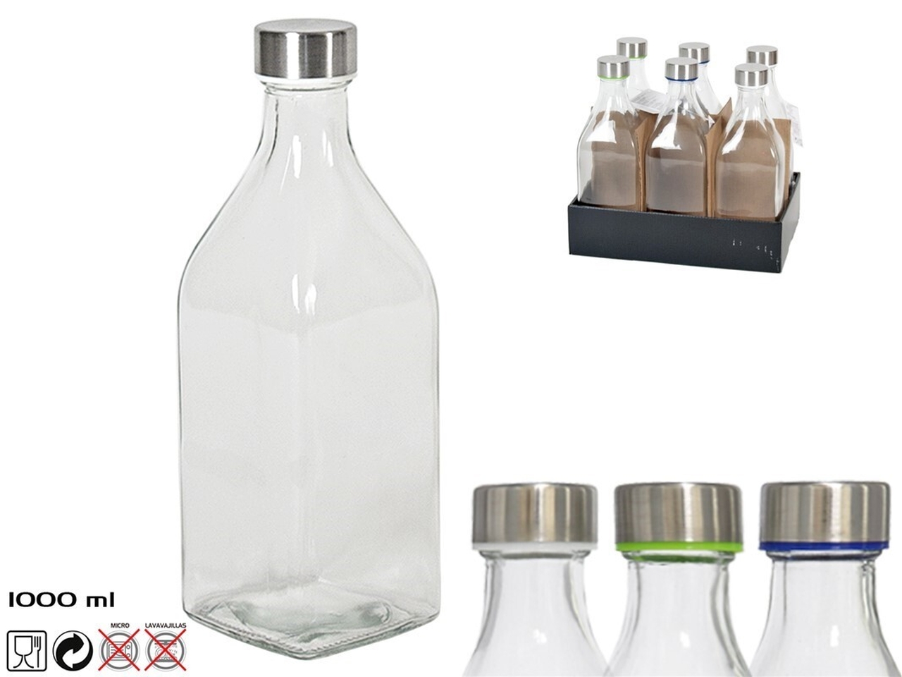 BOTTIGLIA DENVER IN VETRO C/TAPPO ACCIAIO 1L.