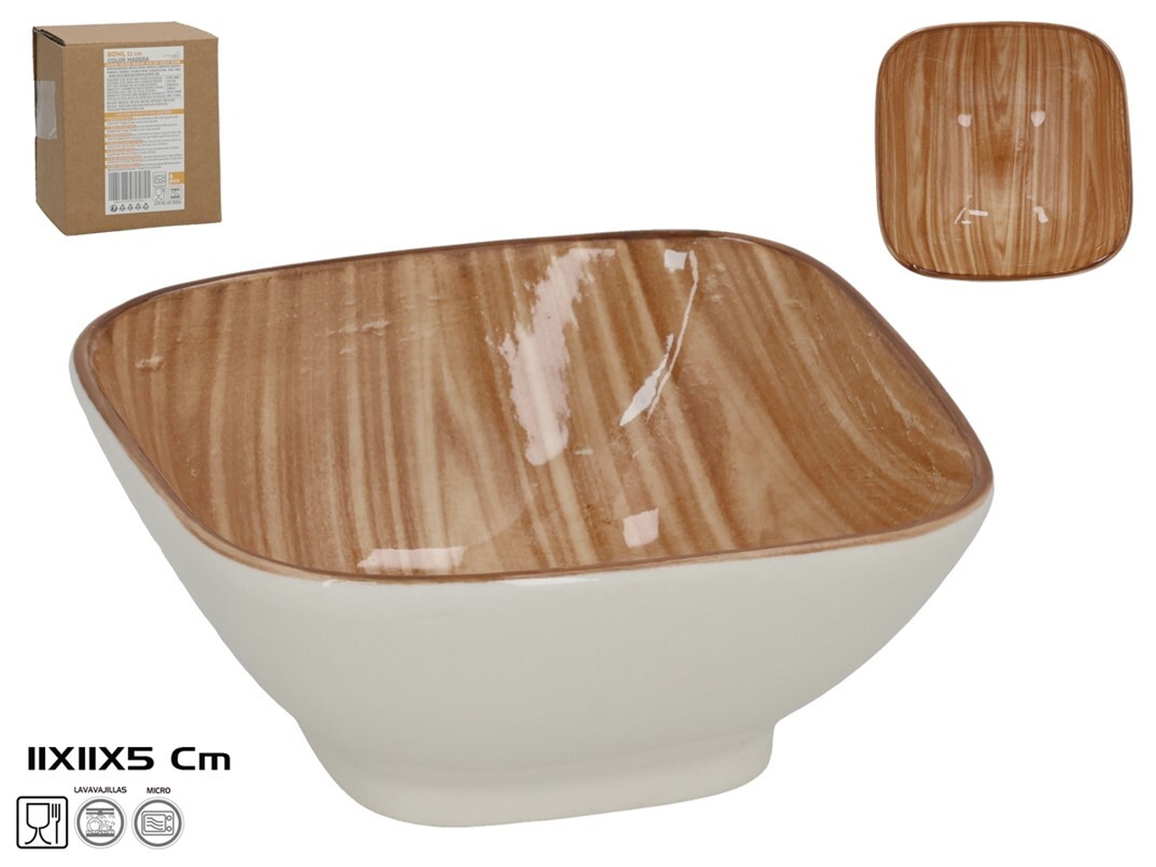 CIOTOLA QUADRATA 11X11X5CM COLORE LEGNO