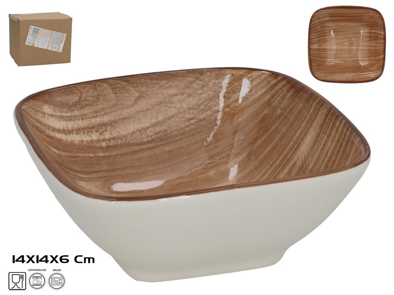 CIOTOLA QUADRATA 14X14X6CM COLORE LEGNO