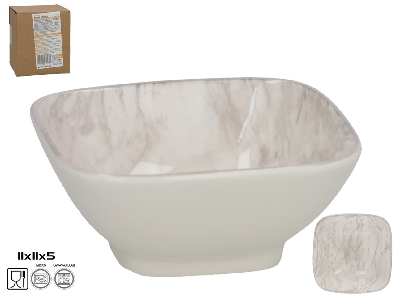 CIOTOLA QUADRATA 11X11X5CM COLORE MARMO