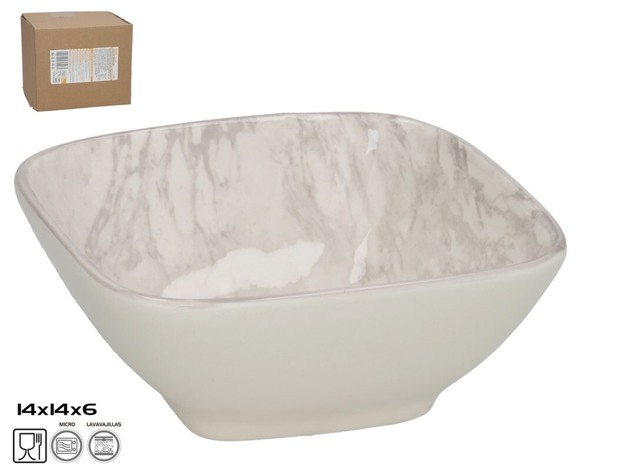 CIOTOLA QUADRATA 14X14X6CM COLORE MARMO