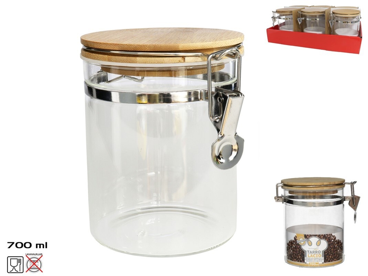 BARATTOLO VETRO C/COPERCHIO ERMETICO BAMBU’ 700ML