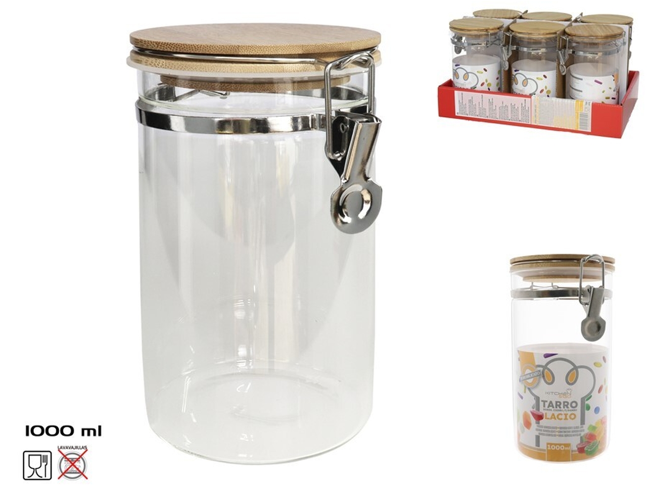 BARATTOLO VETRO C/COPERCHIO ERMETICO BAMBU’ 1L