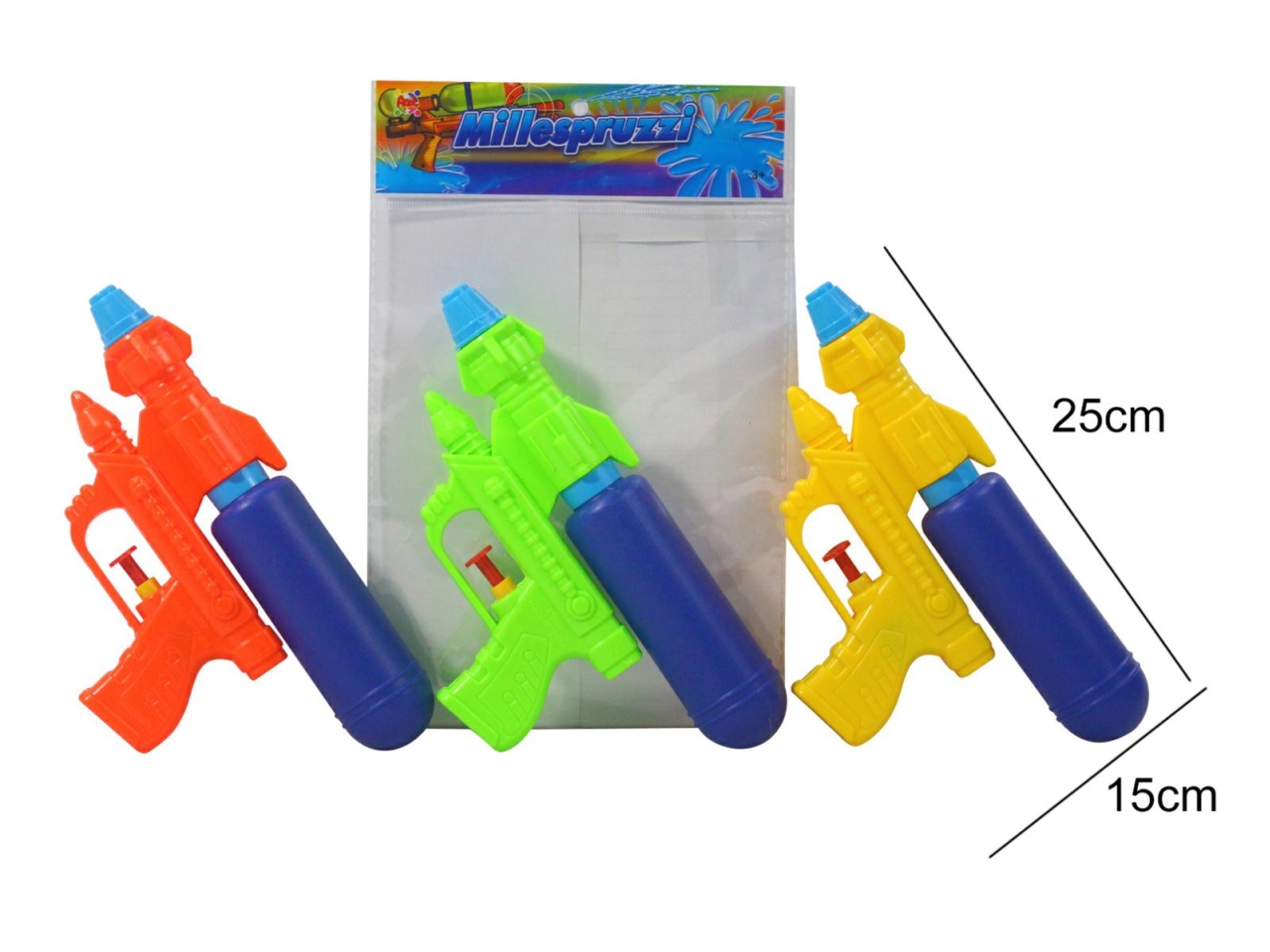 PISTOLA AD ACQUA 21CM IN 3 COLORI ASSORTITI 36636
