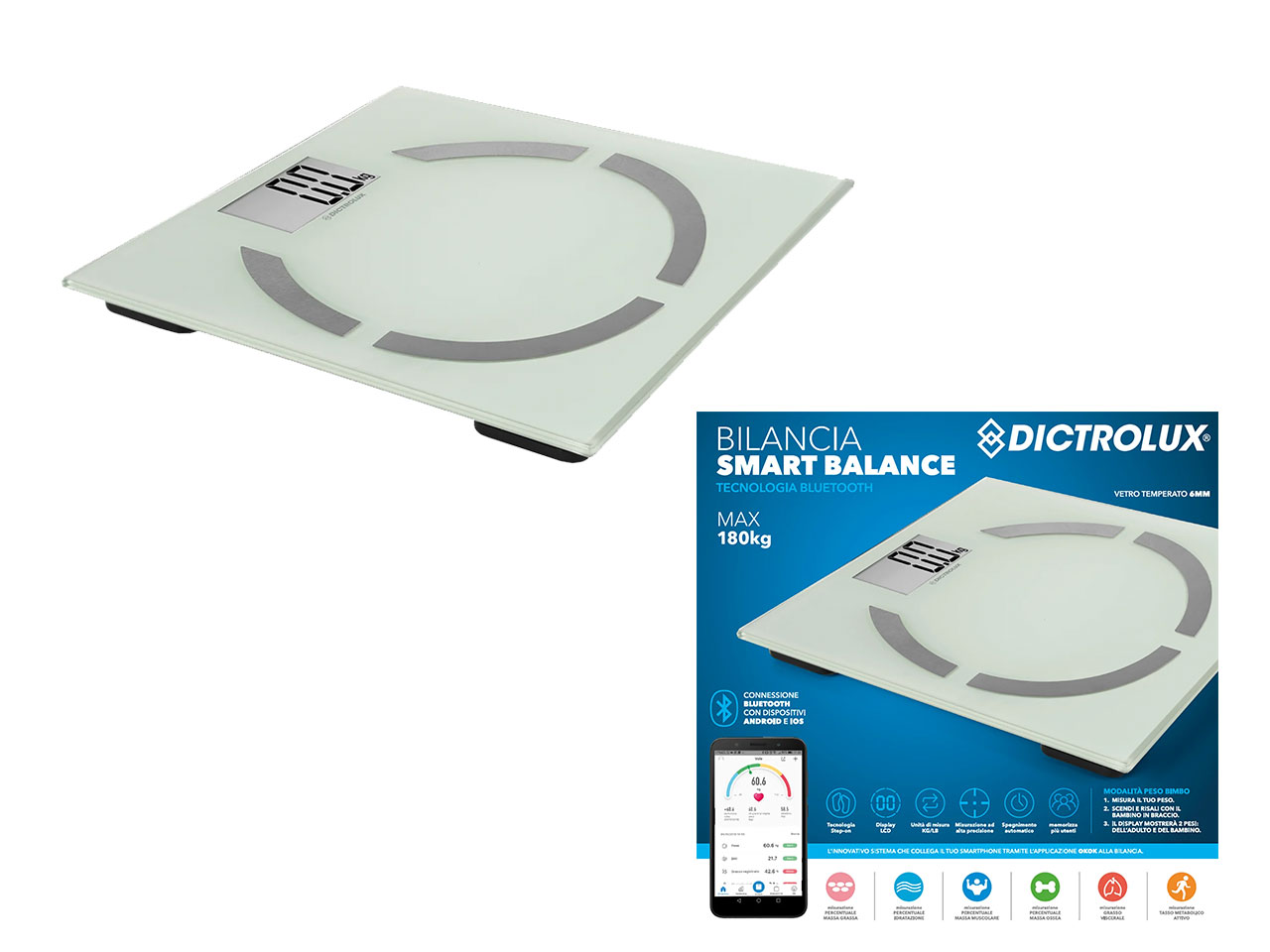 BILANCIA P.PERSONE SMART BALANCE 180KG BLUE 690213