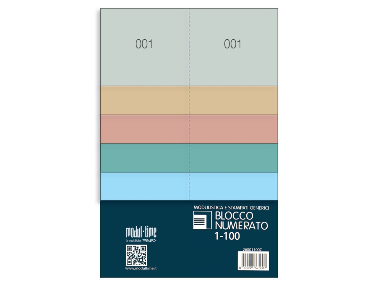 BLOCCO NUMERATO 1/100 6X13CM COL.ASS. 26001100C