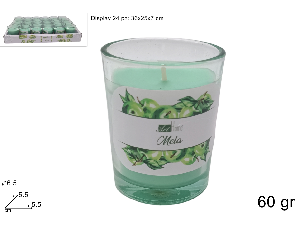 VASETTO VETRO C/CANDELA 60GR MELA DEV23018791 VASETTO VETRO C/CANDELA 60GR MELA DEV23018791