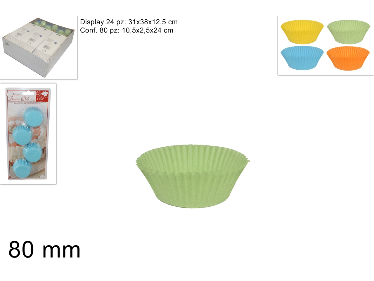 PIROTTINI DOLCI CARTA 80MM 80PZ COLOR.DEV14003981