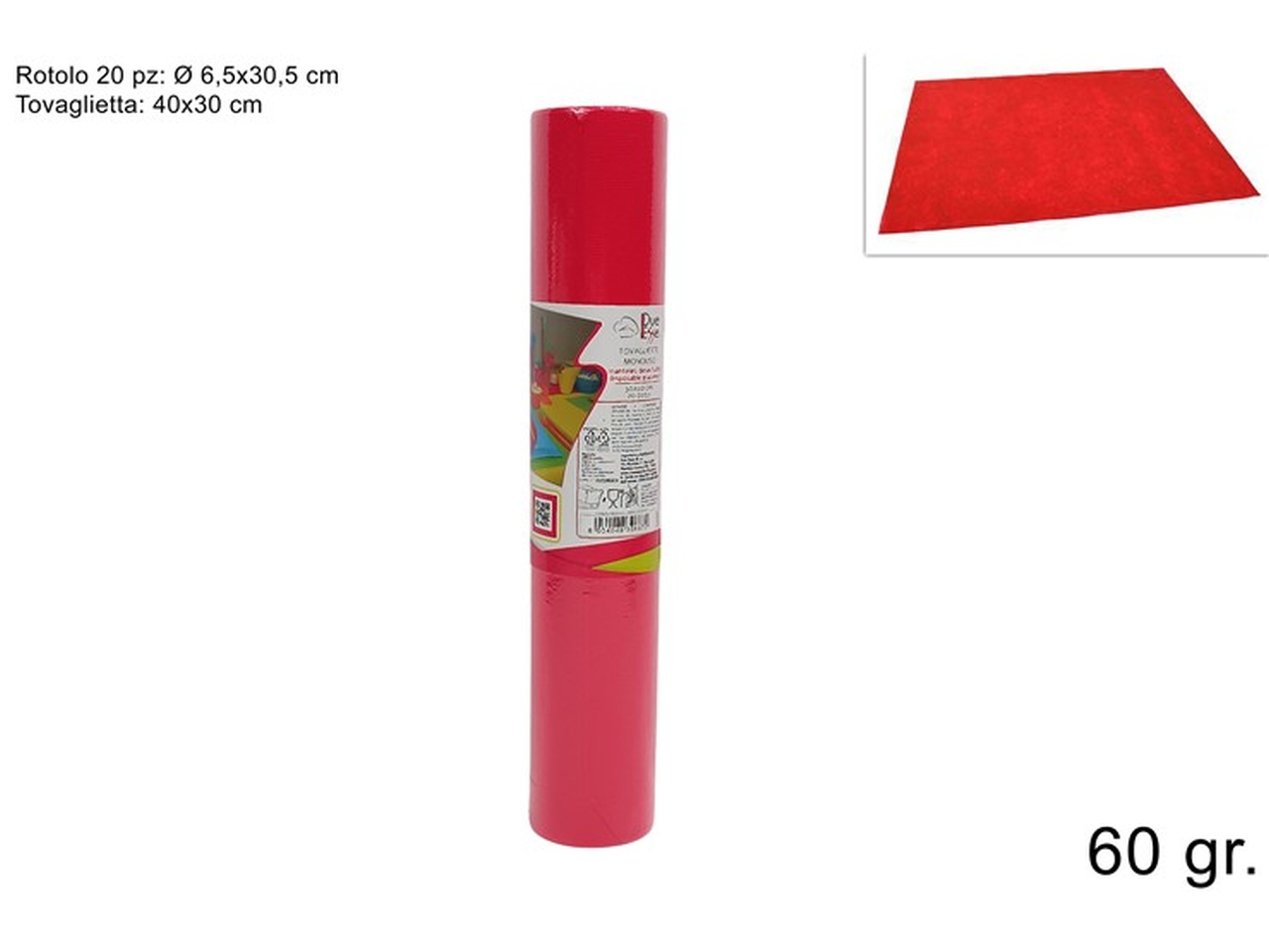 TOVAGLIETTE A STRAPPO TNT 20PZ 30x40cm ROSSO