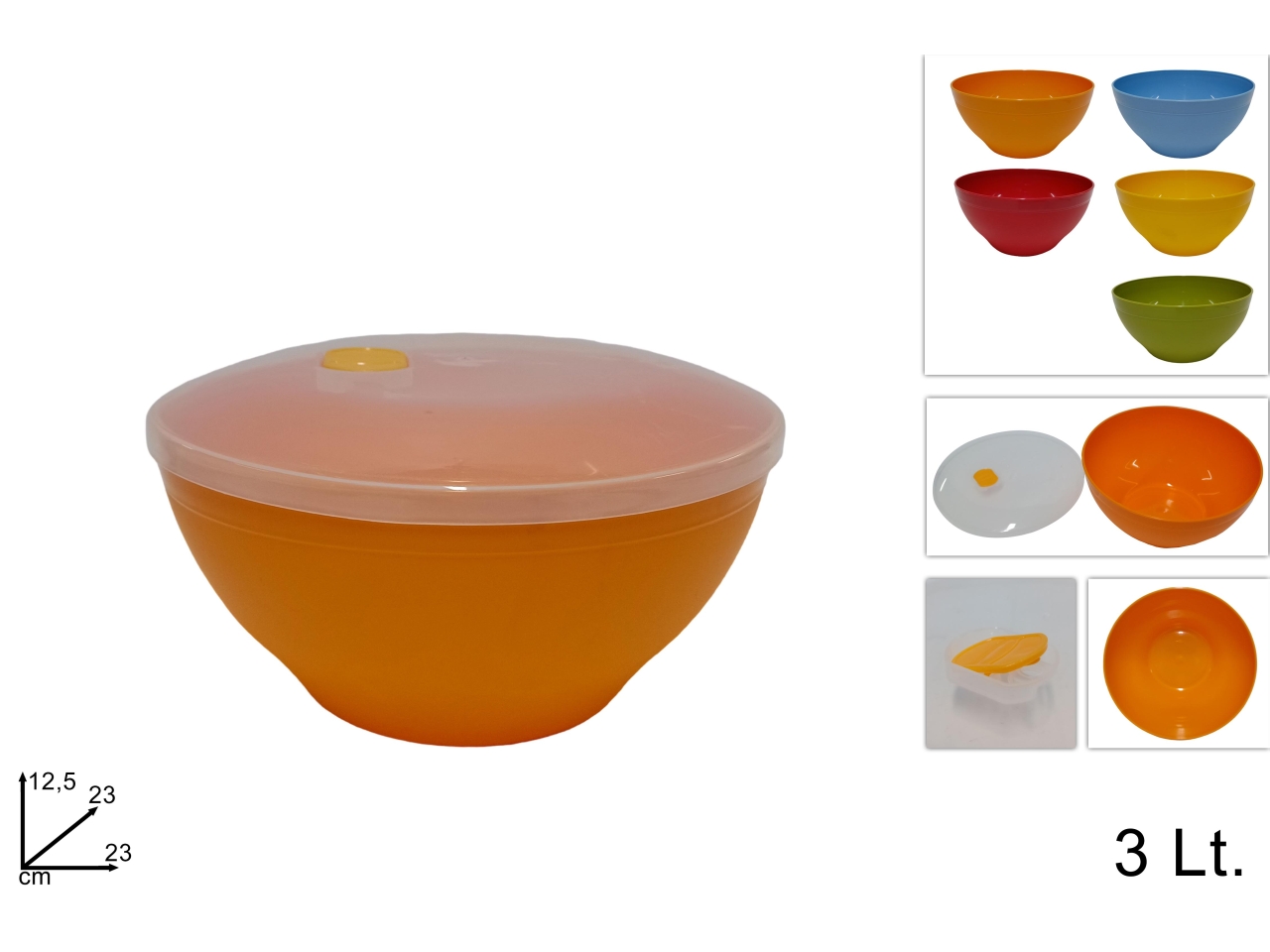 COPPA 3LT C/COPERCHIO TRASPARENTE 5 COL.ASSORTITI