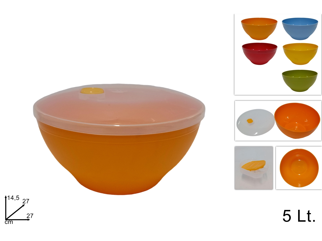 COPPA 5LT C/COPERCHIO TRASPARENTE 5 COL.ASSORTITI