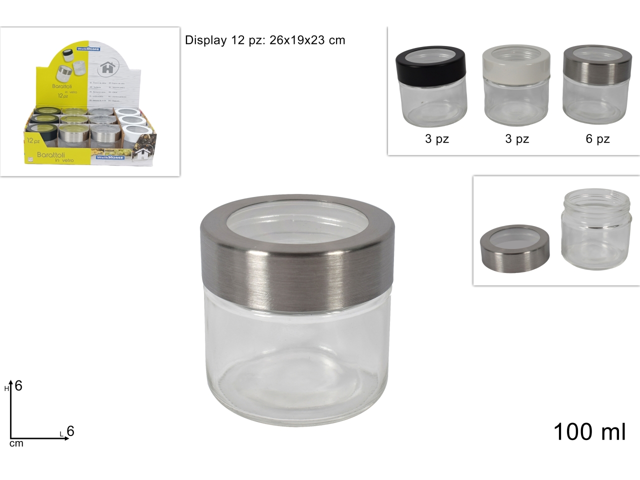 BARATTOLO VETRO 100ML C/TAPPO IN MET.DEV18009931