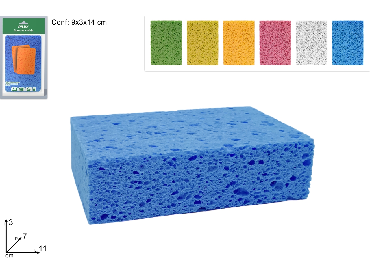 SPUGNA UMIDA 11x7x3CM 6 COLORI DEV24004721