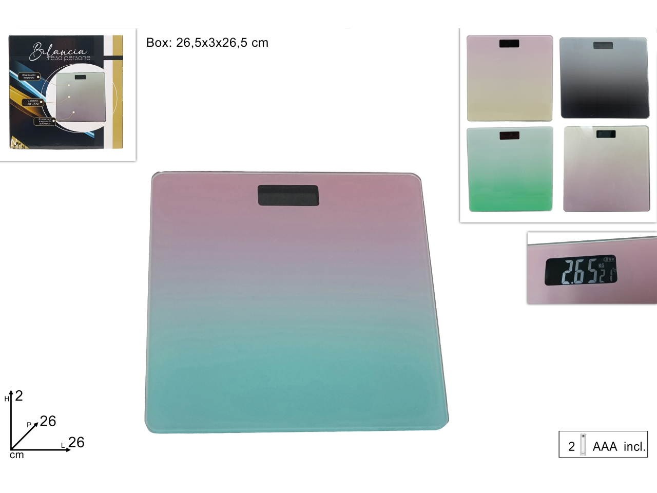 BILANCIA PESA PERSONA MULTICOLOR VETRO DEV23016811