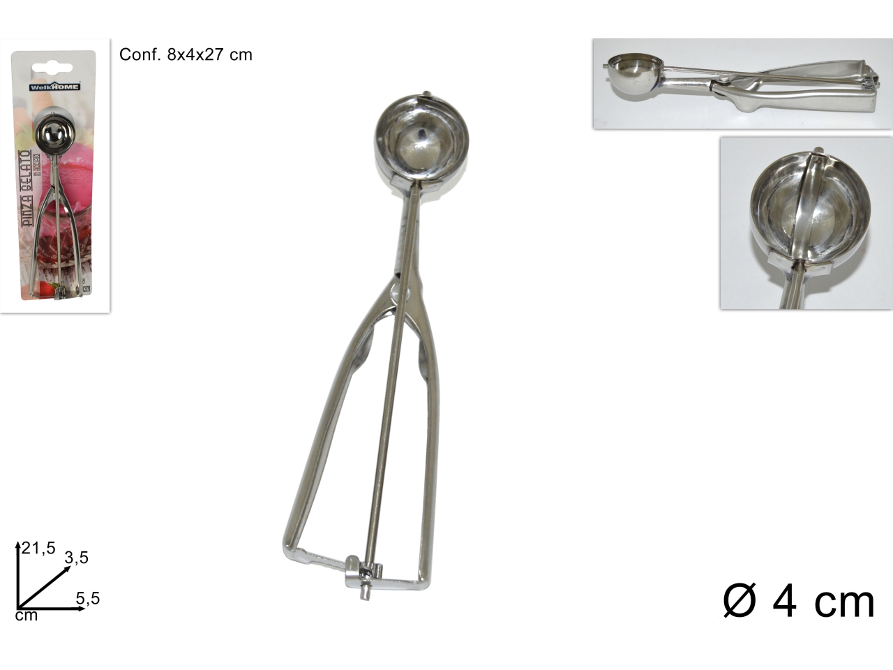 PINZA PER GELATO IN ACCIAIO D.4CM DEV16008461